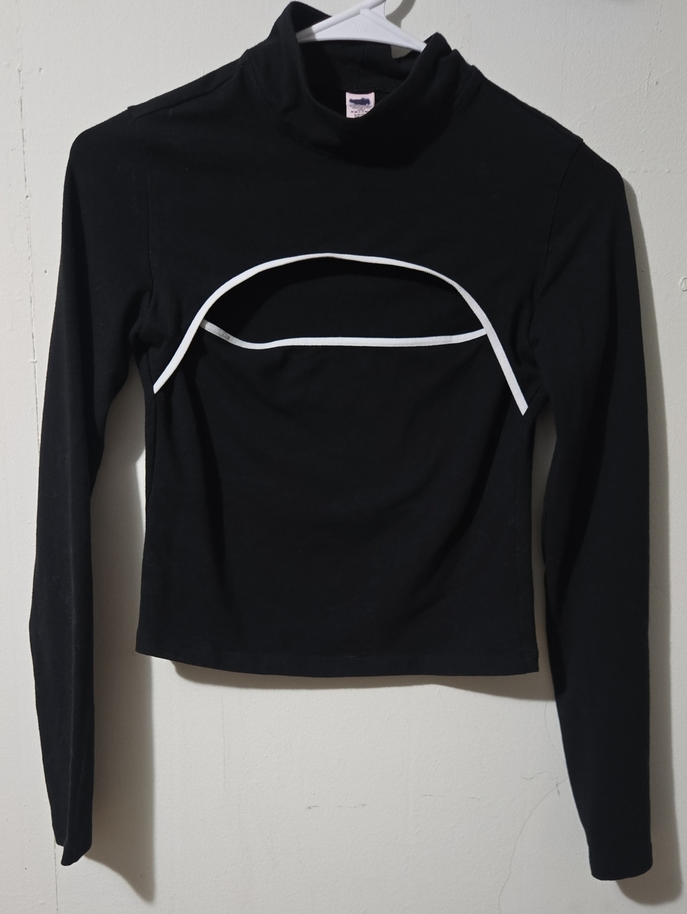 Victoria's Secret Active Black Long-Sleeve Turtleneck with White Piping